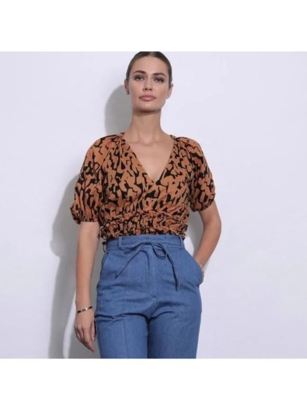Karina Grimaldi Saturina Print Blouse size XS